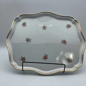 Vintage Matson Hand Painted Elegant Floral‎ Vanity Tray with Gold Trim